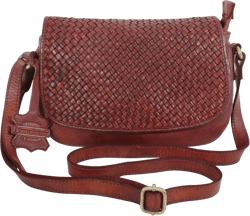 Genuine Premium Leather Cognac Hand Woven Square Weave Sling Bag for Women, Soft Flexible and Compact Shoulder Bag, Crossbody Purse, Designer Stylish Bag, Gift Packed