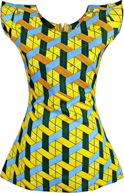African Print Duba Women's Tank Top - Yellow / Green