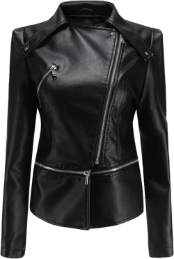 Lu's Chic Women's Moto Jacket Faux Leather Turn Down Collared Crop Blazer Lightweight Biker Coat Short Motorcycle Jacket 16 Black