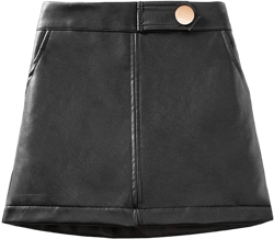 Girls and Toddler's Faux Leather Short Skirts,All Season Basic Skirts 5T Black