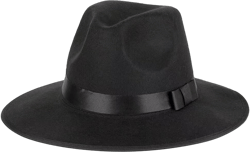QUUPY Two Tone Black Wide Brim Fedora Hat with Band Church Derby Bowknot Panama Cap Beach Trilby Sun Hat for Men Women