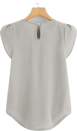 Crop Tops for Girls White Women's Chiffon Solid Color Short Sleeve Round Neck Casual Shirt Short Sleeve Blouse 5X-Large Gray