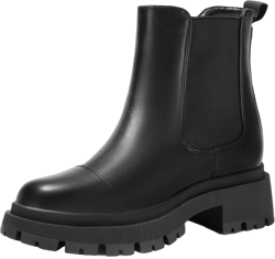 Bacia Chelsea Boots Women Lug Sole Ankle Boots Chunky Heel Slip On Booties 8.5 All Black