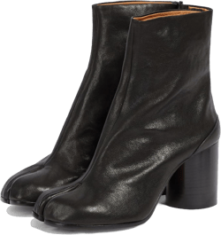 Agodor Women Split Toe Tabi Shoes Chunky Block High Heels Mid Calf Boots Vintage Fashion Shoes 9 Black