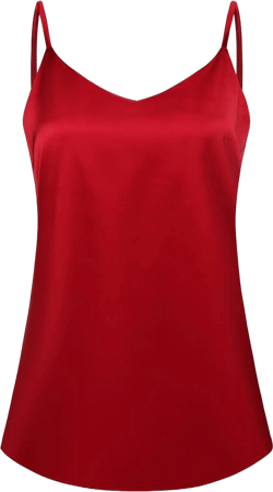 Womens Silk Satin Camisole Plus Size Tank Tops V Neck Casual Cami Sleeveless Blouses Summer Basic Tank Shirt(Red,M)