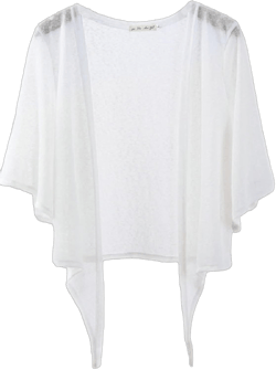 Womens Sheer Shrug Tie Front 3/4 Sleeve Casual Cropped Jacket Cardigan Bolero Lightweight Knit Shrugs Tops Small White