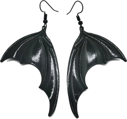 QUPENGXU Black Metal Bat Wing Earrings Gothic Vampire Demon Black Bat Wings Dangle Drop Earrings For Women Men wing