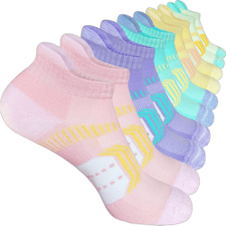 Womens Athletic Cushioned Anti-Blister Comfort Running Ankle Socks 5 Pairs 6-9 Colorful 5 Pairs
