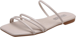 AnFeng Women Flat Strap Open Toe Slippers Square Head Strap Beach Sandals Fairy Fashion Slippers Flat Open Toe Slippers Summer Casual Fashion Beach Slippers for Women Indoor and Outdoor (Beige, 8)