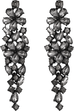 EleQueen Sparkle Marquise Rhinestone Crystal Statement Dangle Earrings for Women, Art Deco Prom Chandelier Jewelry for Wedding Bridal Grey Black-tone