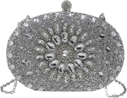 Women Evening Bag Rhinestone Clutch Purse Sparkly Sequin Handbag Silver