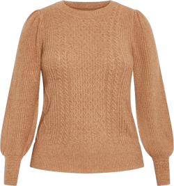 Avenue Women's Plus Size Anne Cable Sweater - 26/28, Almond