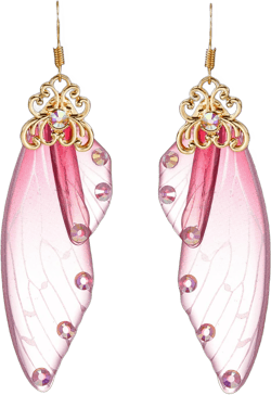 BELLA-Bee Butterfly Wing Drop Dangle Earrings Gold Plated Crystal Rhinestone for women girls wedding Jewelry Rose Red-GD B