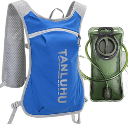 Lightweight Running Hydration Vest，Water Running Vest Pack with 1.5L Water Bladder ，Breathable Hydration Backpack for Running Cycling Hiking Marathon for Men Women (0001 Purple) 003 Blue