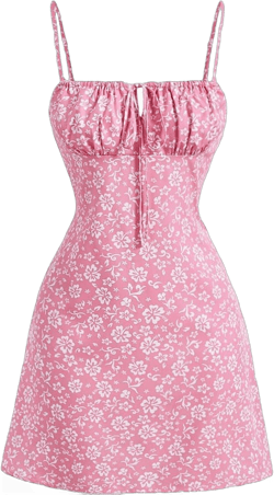 Floerns Women's Summer Floral Cherry Print A Line Short Cami Dress Large Pink Flower