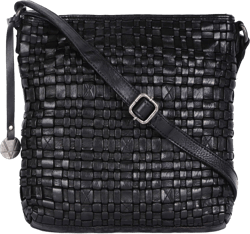 Genuine Leather Crossbody Sling Bag for Women, Purse for Women Trendy Casual Office Bag with Adjustable Strap Black