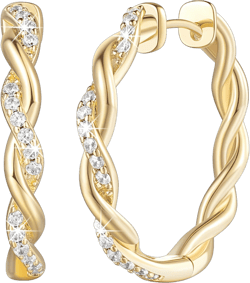 ENROSE Gold Hoop Earrings 14K Gold Earrings for Women Twisted Large Gold Hoop Earrings Minimalist Diamond Earrings Gold Jewelry 28.6mm*4mm