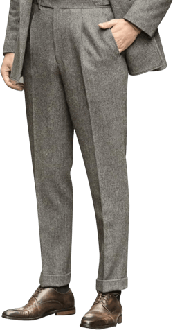 Snoly Men's Winter Retro Woolen Gurkha Pant Straight Flat Front Chino High Waist Tapered Leg Rolled Pants,Two Styles Standard X-Large 2#light Grey