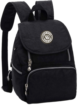 Nylon Mini Casual Waterproof Backpack Shoulderbag Rucksack Travel Bag Daypack Lightweight Small Backpack for Womens Small Nylon Backpack Black