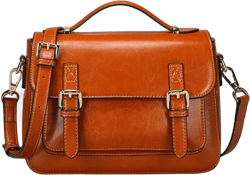 Women's Genuine Leather Messenger Crossbody Medium Handbag Shoulder Vintage Purse (Brown)