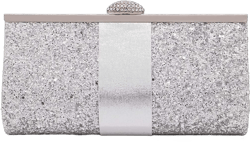 Naimo Women's Sequin Rhinestone Evening Bag Elegant Glitter Clutch Handbag Purse Silver Case