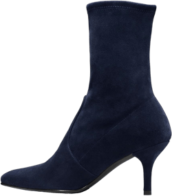 Divanne Ankle Boots for Women,Women's Pointed Toe Mid Calf Boots Stretchy Suede Kitten Heel Sock Boots 6.5 Navy Suede-6.5cm