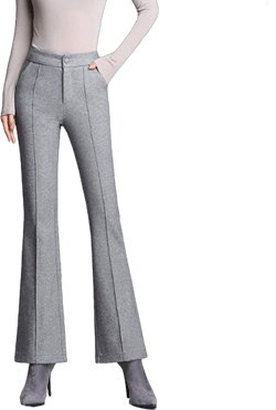 ONLYWOOD Womens Slim Fit Bell Bottom Flare Pants High Waist Wool Blend Trousers(Light Grey,S)