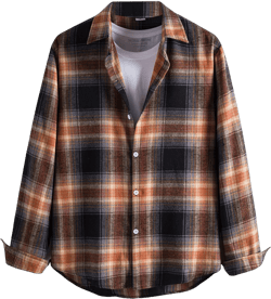 kabertuy Mens Long Sleeve Plaid Shirts Men's Button Down Long Sleeve Plaid Flannel Shirts Casual Flannel Shirts for Men, Brown-3
