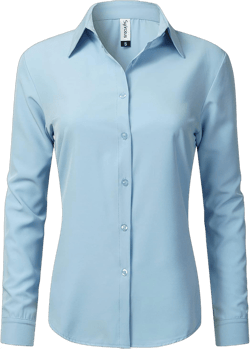 Womens Button Down Shirts Stretchy Long Sleeve Basic Work Formal Casual Blouse Small Light Blue
