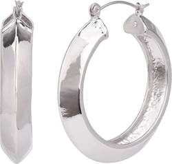 Time and Tru Adult Women's Silver Tone Wide Hoop Metal Earring