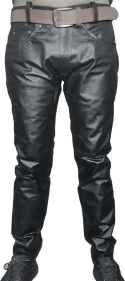 Black Cowhide Genuine Quality Leather Mild Grain Pant for Men Biker Pants 36 Regular Black