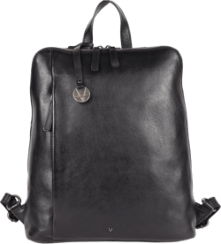 14.5 Inch Genuine Leather Backpack for Women and Men, Black Leather Backpack with Adjustable Shoulder Strap