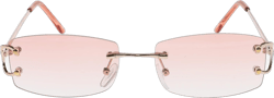 FLAWLESS EYEWEAR Small Narrow Rimless Sunglasses Fashion Rectangle Tinted Lens 90s Frameless Glasses for Women Men Pink