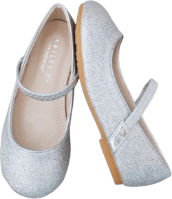 KAILEE P Soft Glitter Mary Jane Ballet Flats, Flower Girls Flats, Toddler Girls Flats, Birthday Shoes, Party Shoes 1 Little Kid Silver
