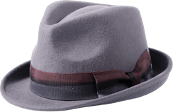 Fedora Hats for Men/Women, 100% Wool Felt Hat Mens Womens Gain Trilby Fedoras Hat with Grosgrain Band 7 1/4-7 3/8 Grey + Gradient Band