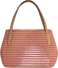 Eric Javits Squishee Isla Straw Tote Bag for Women - Straw Beach Bags for Women - Lightweight Woven Summer Purses for Women Salmon Mix