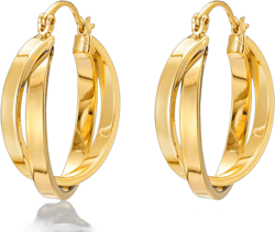 Two Tone Hoop Earrings for Women Gold and Silver 18k Double Hoop Earrings 925 Sterling Silver Studs for Festival Gold-3