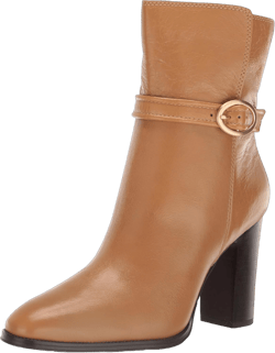 Franco Sarto Women's Informa Wren Buckle Detail Heeled Booties Ankle Boot 6.5 Tan Leather