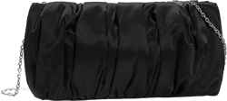 Classy Evening Bags Pleated Satin Clutch Formal Dressy Purses Wedding/Prom/Party Handbag for Women Black