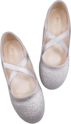 Mei MACLEOD Girls Ballet Flats Glitter Mary Jane Dress Shoes Ballerina 12 Little Kid Silver