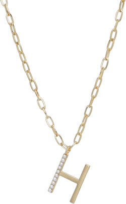 Ettika Initial Necklaces for Women. 18K Gold Plated Pearls Pendant, Letter Necklace. Gold Initial Necklace, Dainty Chain H