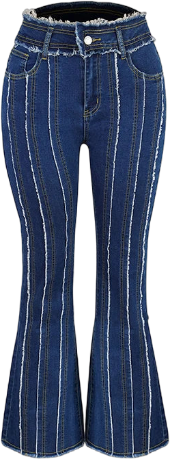 Amy Fashion - 2024 Stretch Women's Vintage Fashion High Waist Flare Women Slim Spliced Bell Bottom Streetwear Wash Denim Jean
