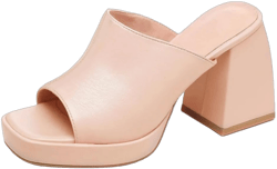 Coutgo Womens Chunky Platform Mules Sandals Slip On Block Heels Square Toe High Heeled Dress Shoes