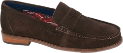 Roamers Mens Plain Suede Loafers (Dark Brown)