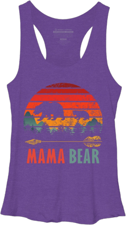 Women's Design By Humans Mama Bear Retro Stripes By ZeusSE Racerback Tank Top - Purple Heather - Large