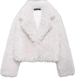 Women's Winter Cropped Faux Fur Coats Lapel Open Front Long Sleeve Fluffy Fuzzy Teddy Jackets Outwear