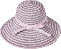 Home Prefer Baby Toddlers Beach Sun Hat Rollable Brim Bowknot Stripe UV Sun Protection Hat for Girls Woven Bucket Hat 4-8 Years Pink