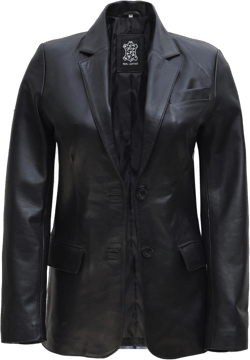 Decrum 2-Buttons Pink Green Off White and Black Blazer Women, Real Leather Jacket Women Long Sleeve Casual Leather Coat Black - Blazer Leather Coat XX-Large