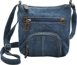 NUOLUX Denim Crossbody Bag Shoulder Bag Casual Front Pocket Handbag for Women ( Blue)