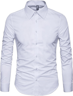 Manwan walk Men's Slim Fit Business Casual Cotton Long Sleeves Solid Button Down Dress Shirts X-Small White